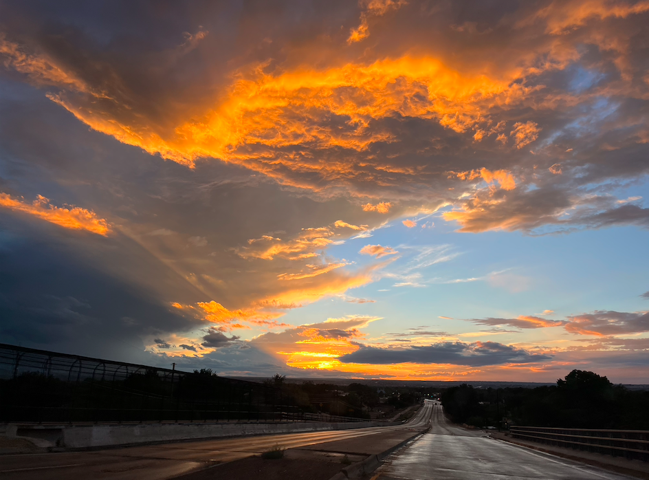 Sunset over I-25 in New Mexico