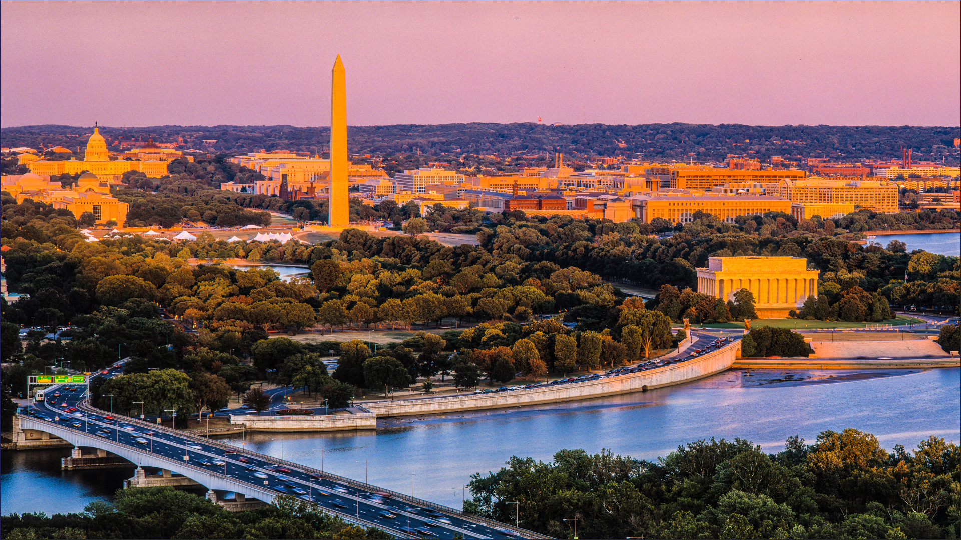 An aerial photograph of Washington, D.C.